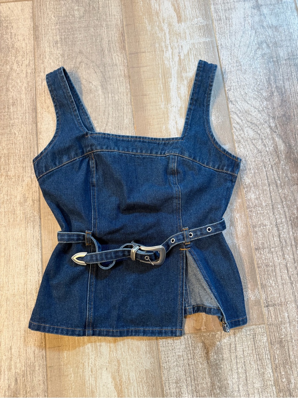 Denim Square-Neck top